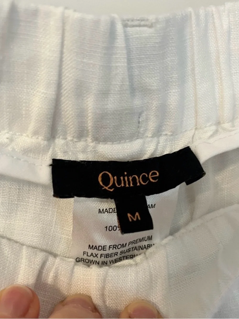 Quince White Wide-Leg Elastic-Waist Linen Pants - Picture 3 of 5